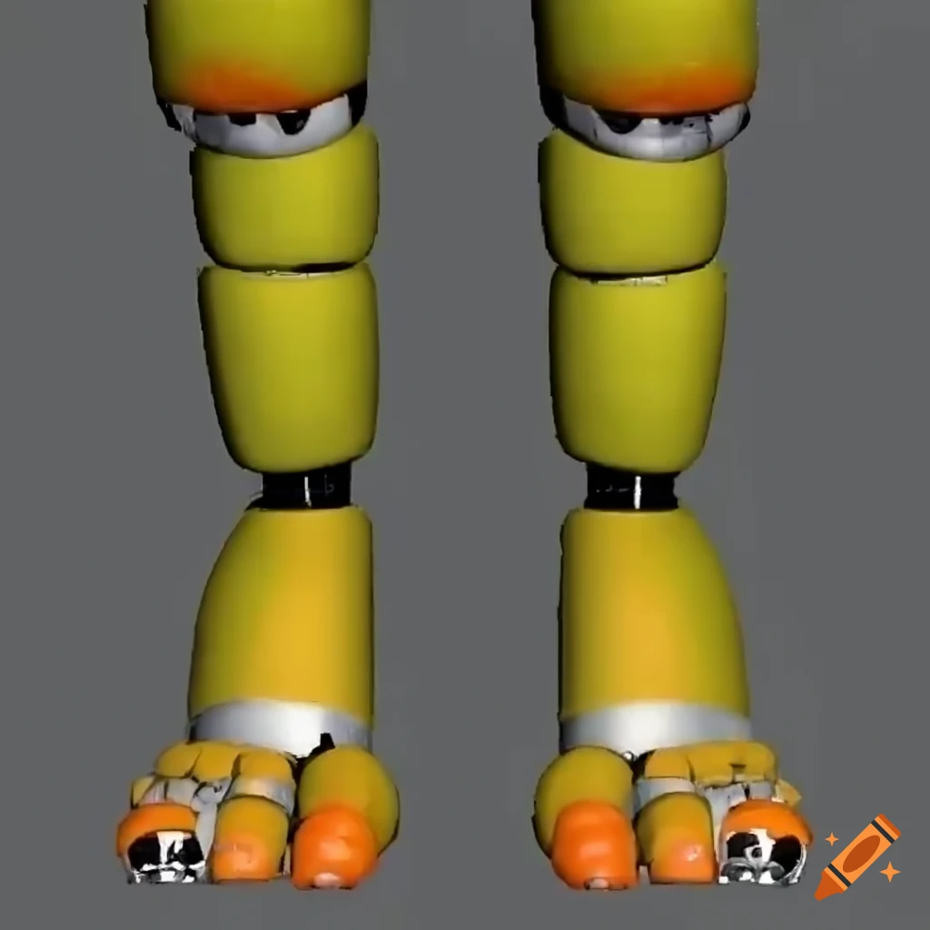 Close-up of chica's orange feet from five nights at freddy's