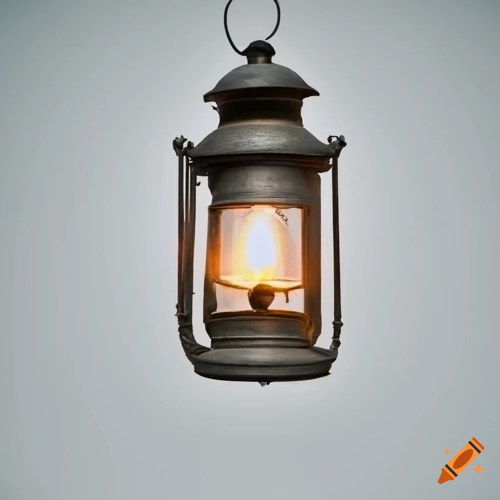 minimalist image of an old lantern with fire light