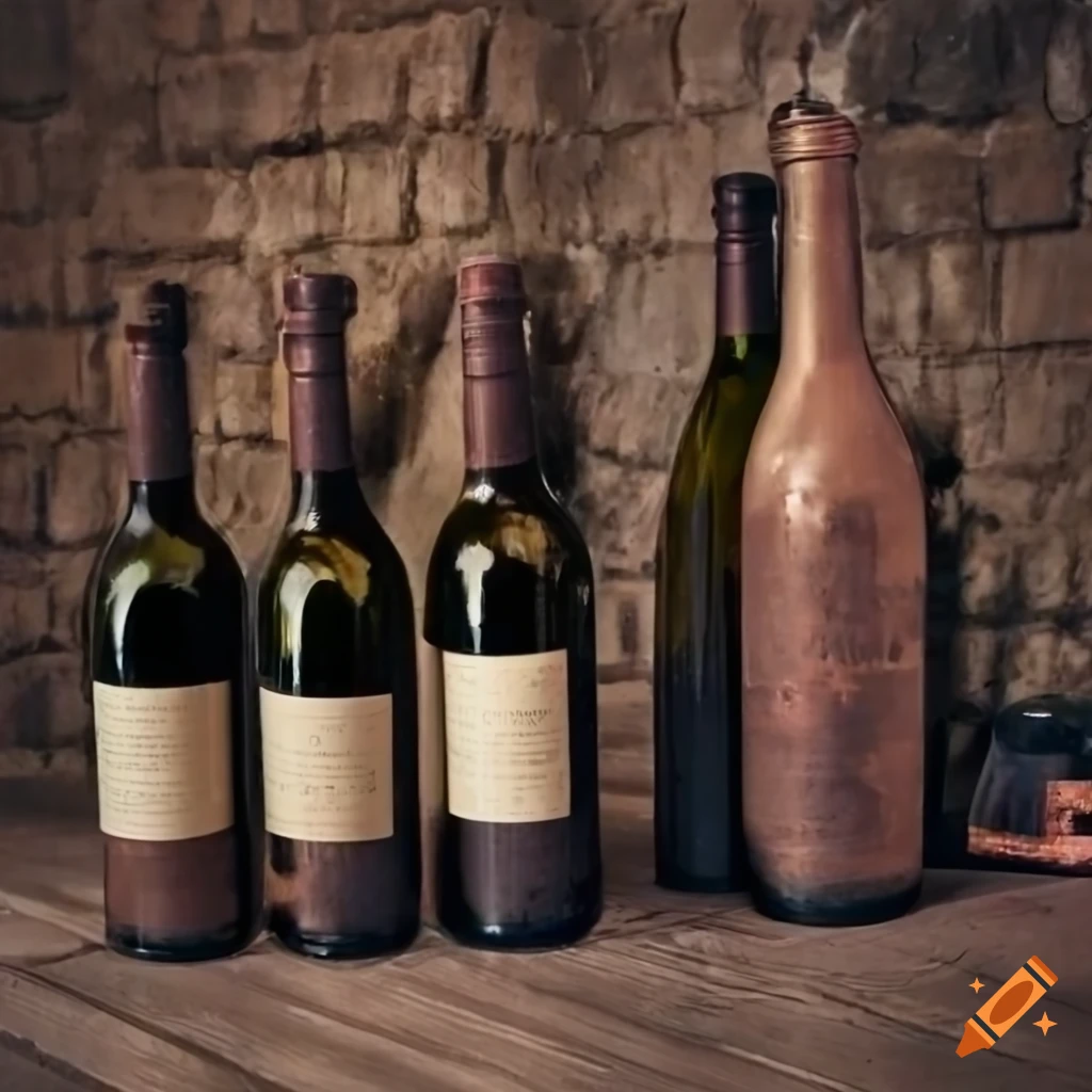 bottles of wine in a dusty basement