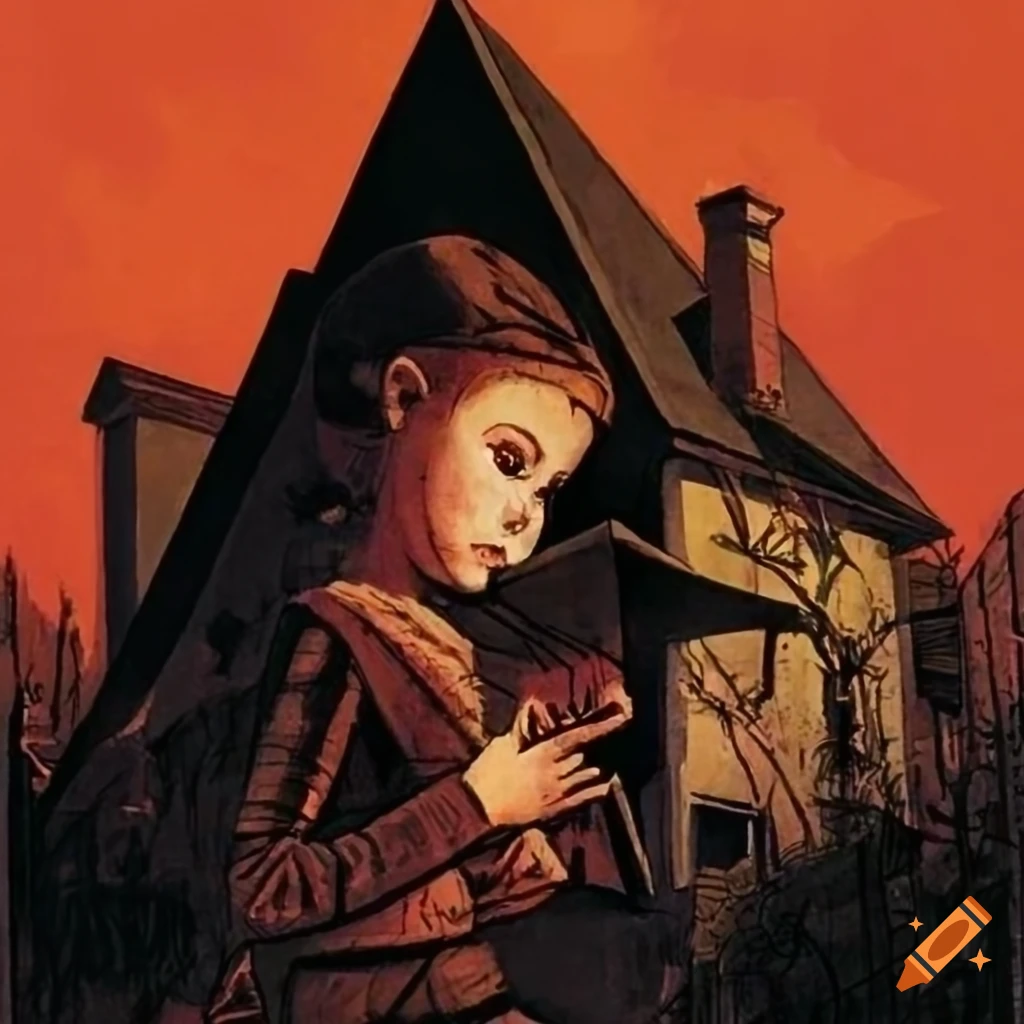 Noir graphic novel artwork of a vineyard with a moth motif