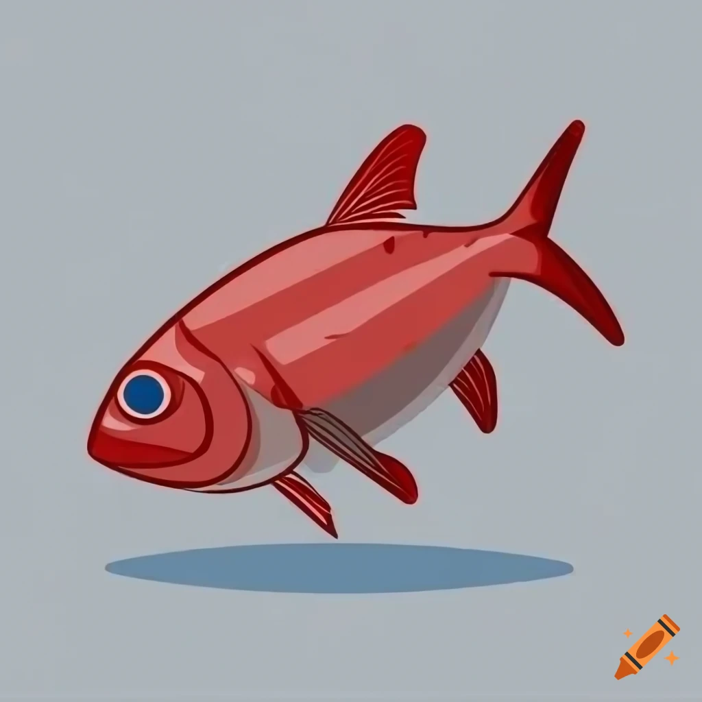 Red herring illustration with bold outline on white background on Craiyon