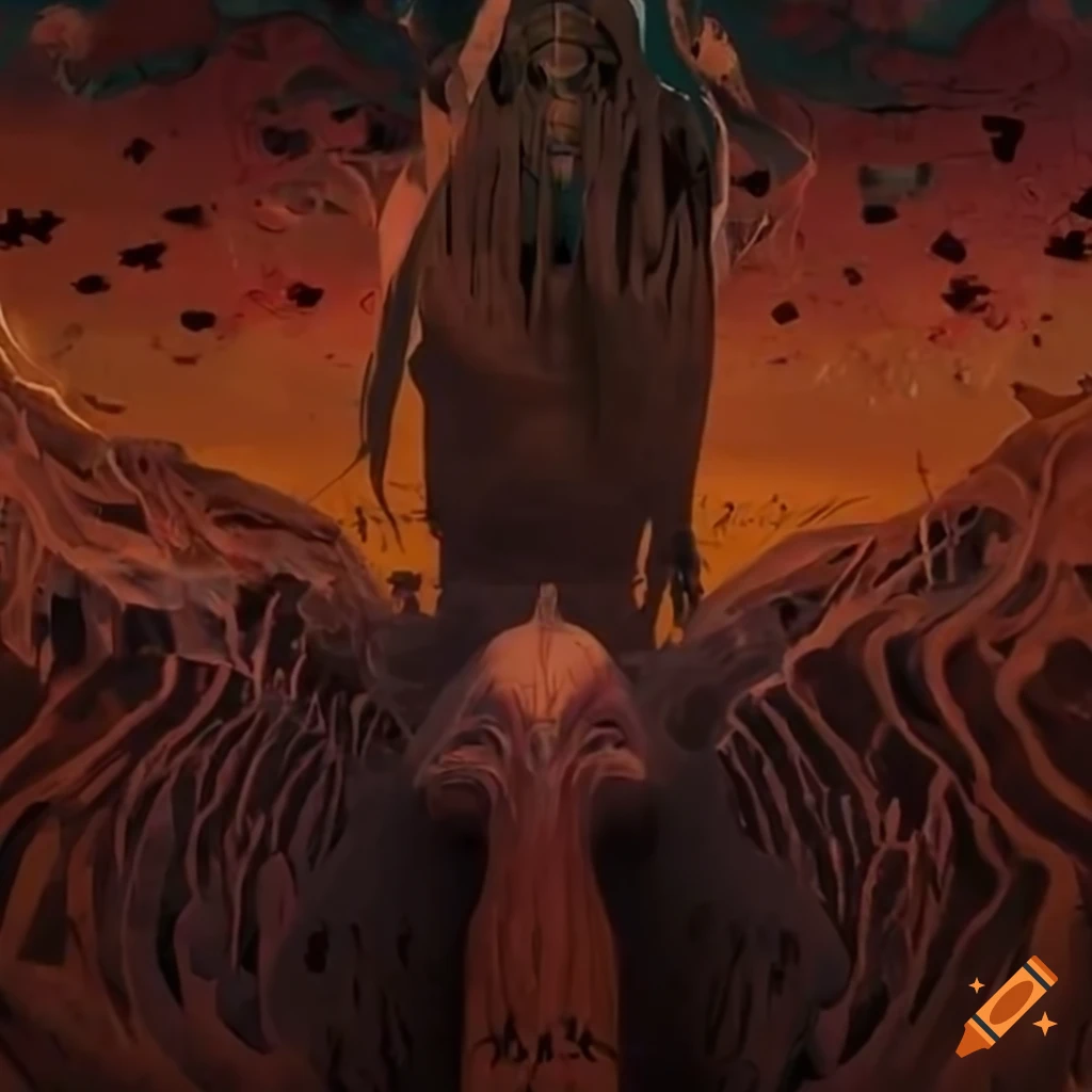 illustration of Santa Muerte tarot card with Totem Poles of the Dead