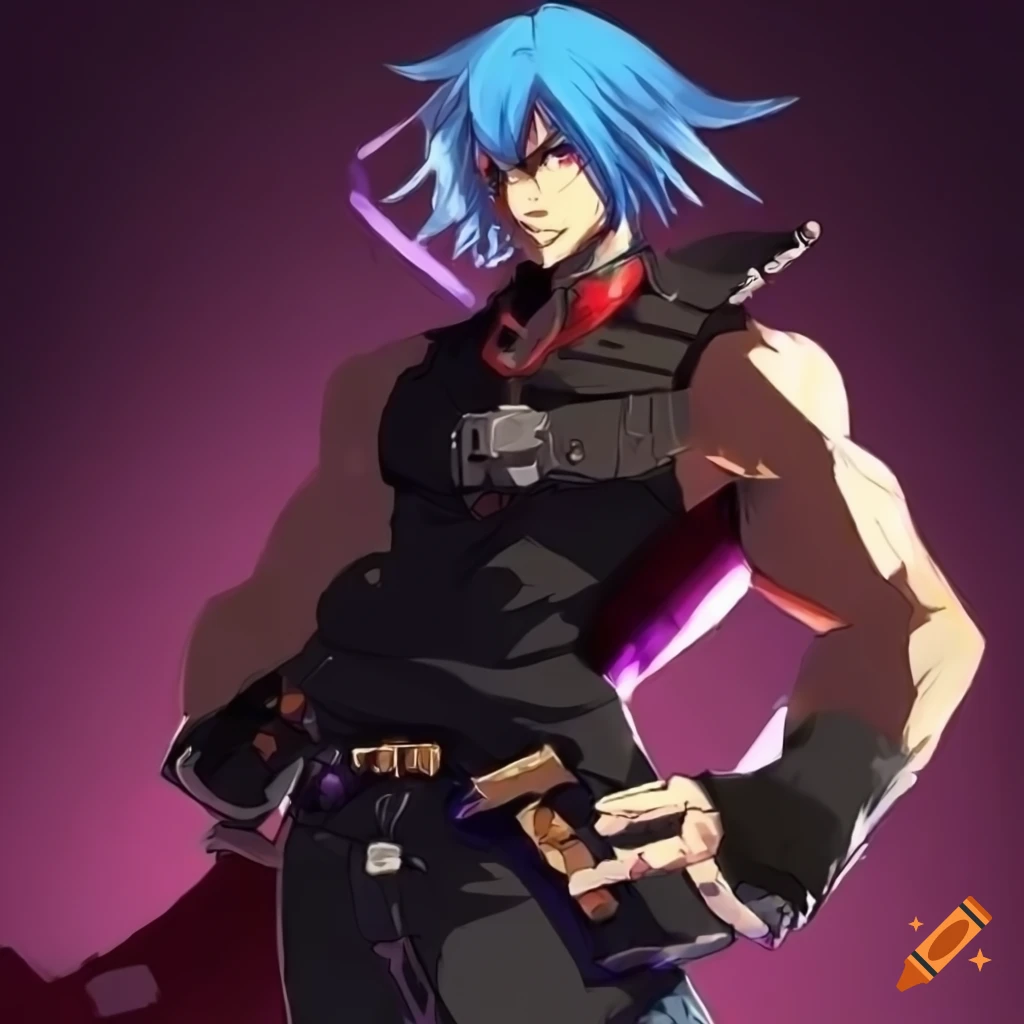 character with gothic makeup and colorful hair