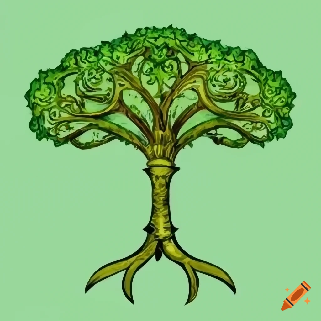 Medieval drawing of a sword shaped tree on craiyon