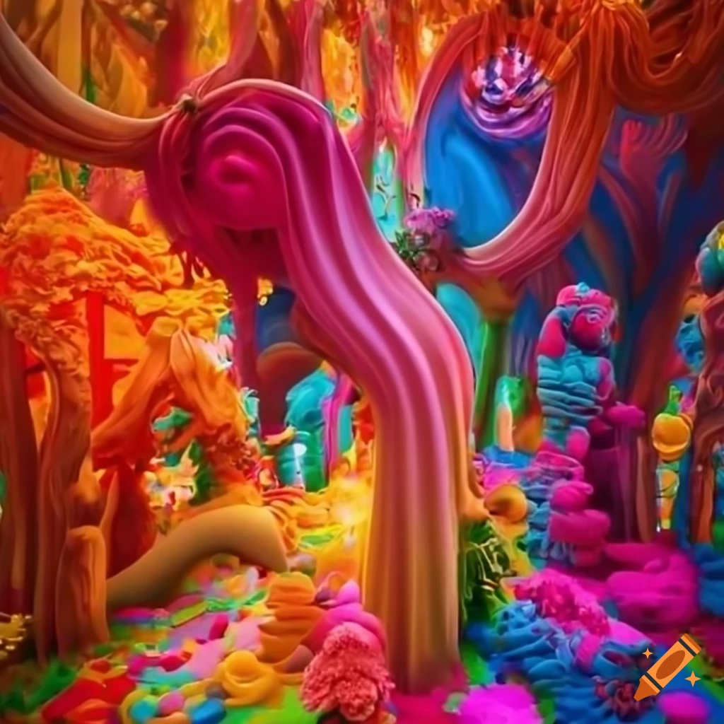 Realistic depiction of candy land on Craiyon