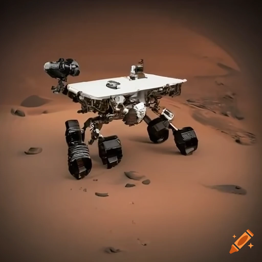 Rover robot searching biosignature on mars surface on Craiyon