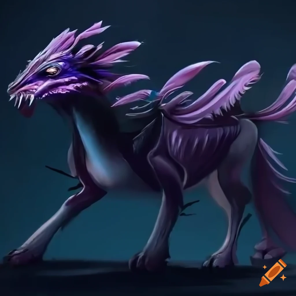 painting-of-a-graceful-quadrupedal-creature-with-feathers-on-craiyon