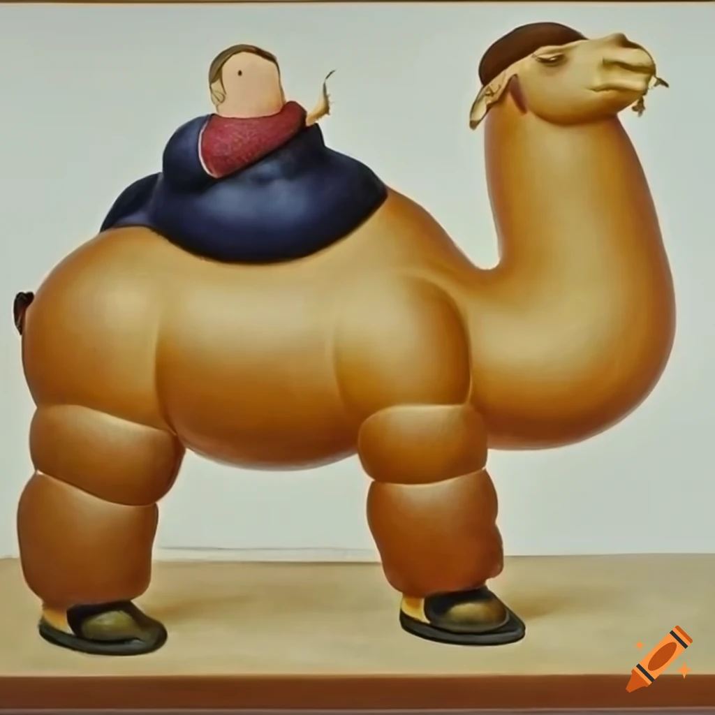 sculpture inspired by Fernando Botero of a camel