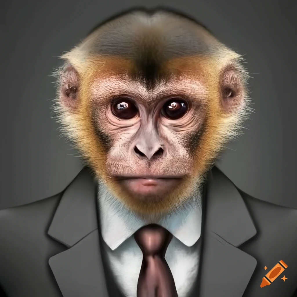 Portrait Of A Capuchin Monkey In A Suit On Craiyon