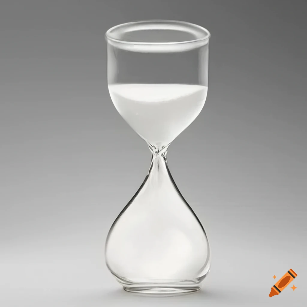 glass phial shaped like half an hourglass
