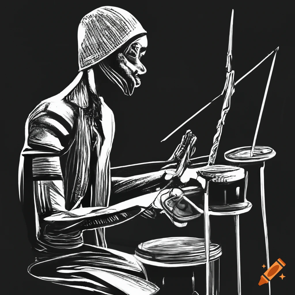 black man playing a drum machine