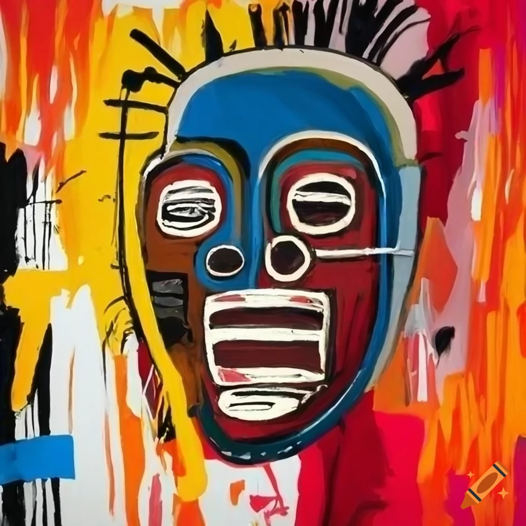 Jean Basquiat-inspired painting of African masks