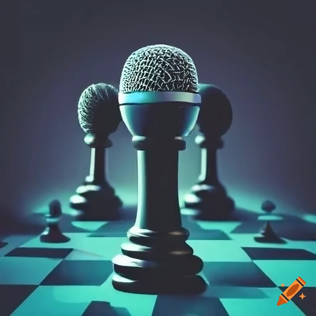 microphones mixed with a pawn chess