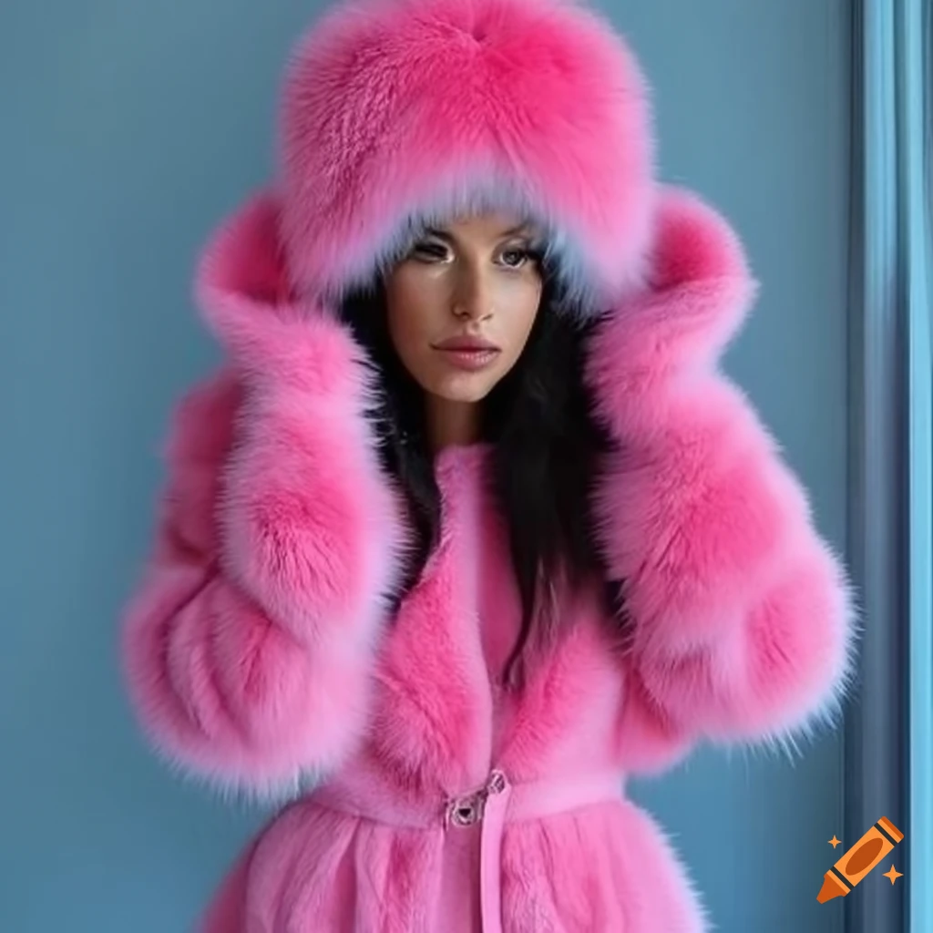 Fur hat  Pink fur coat, Fur coat, Fur