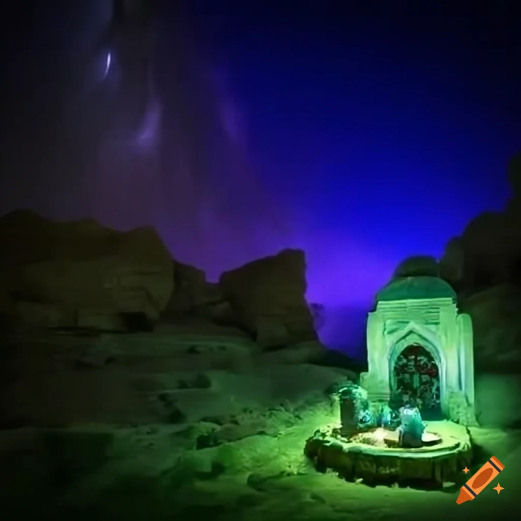 mystical Neoplatonist priest at an outdoor altar