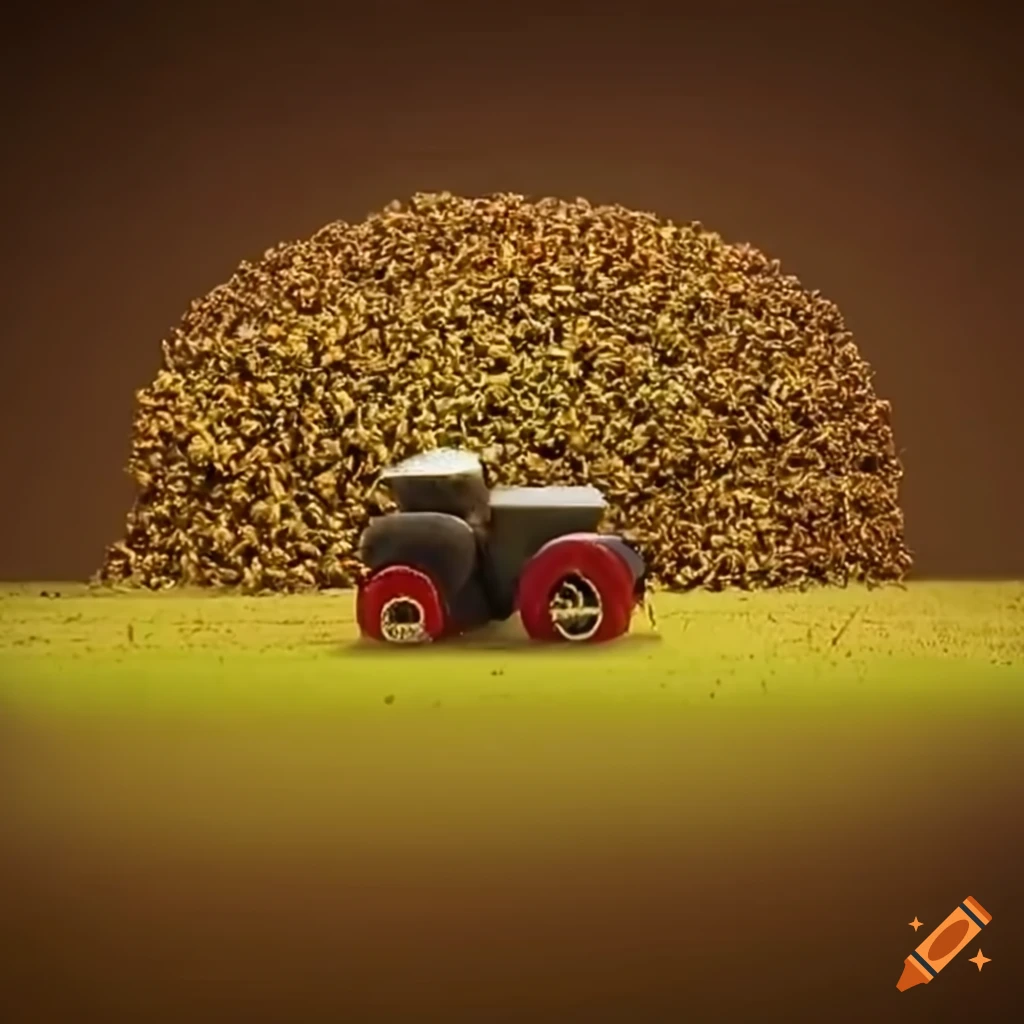 humorous image of mowing a popcorn lawn