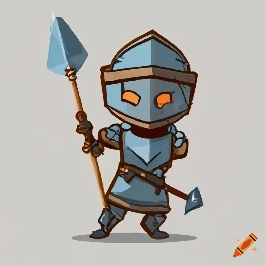 cute stone knight with a spear