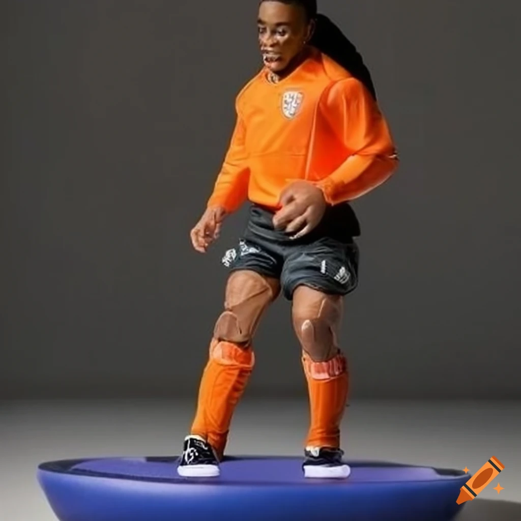 Edgar davids in dutch orange sport clothing playing subbuteo