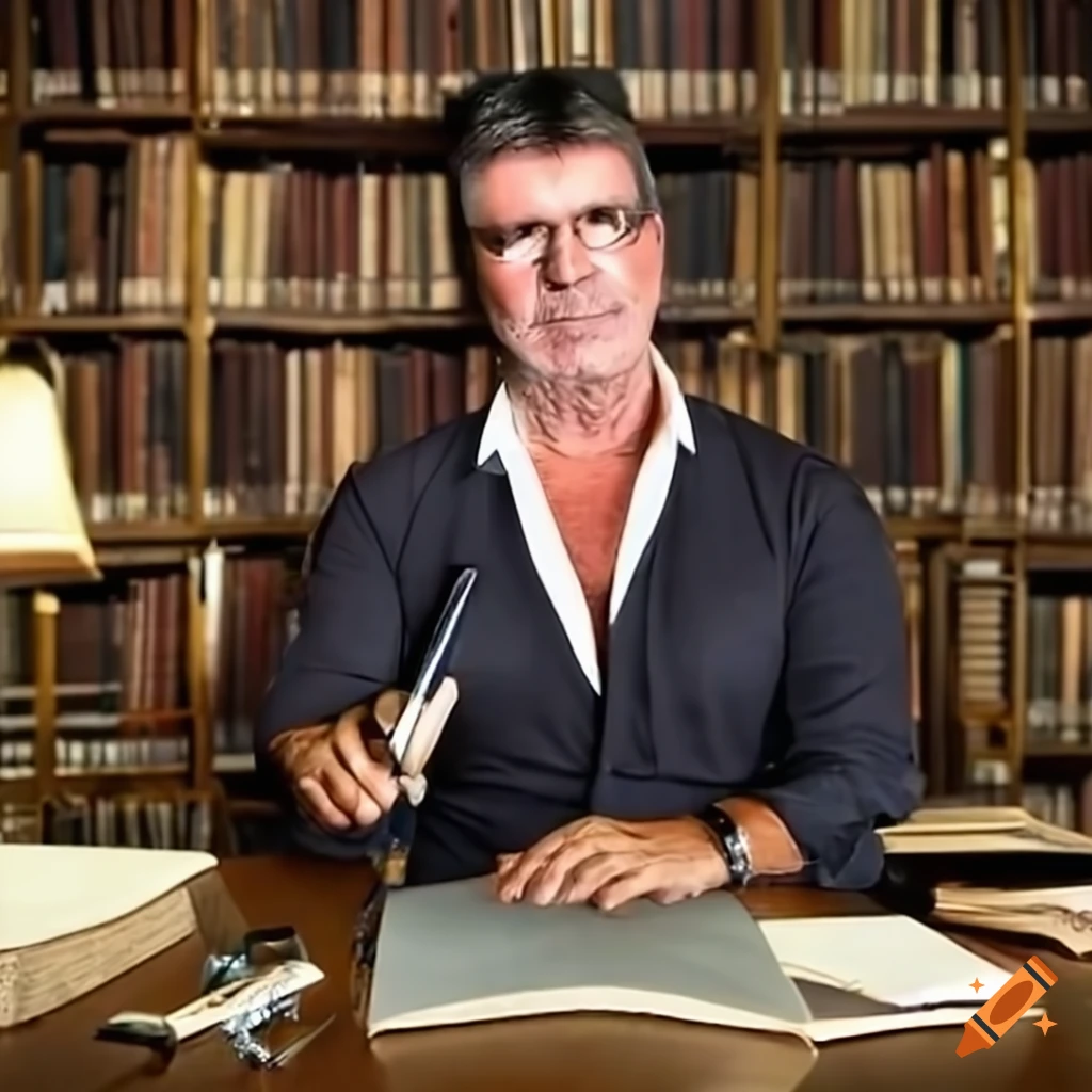 Simon cowell in a classic library on Craiyon