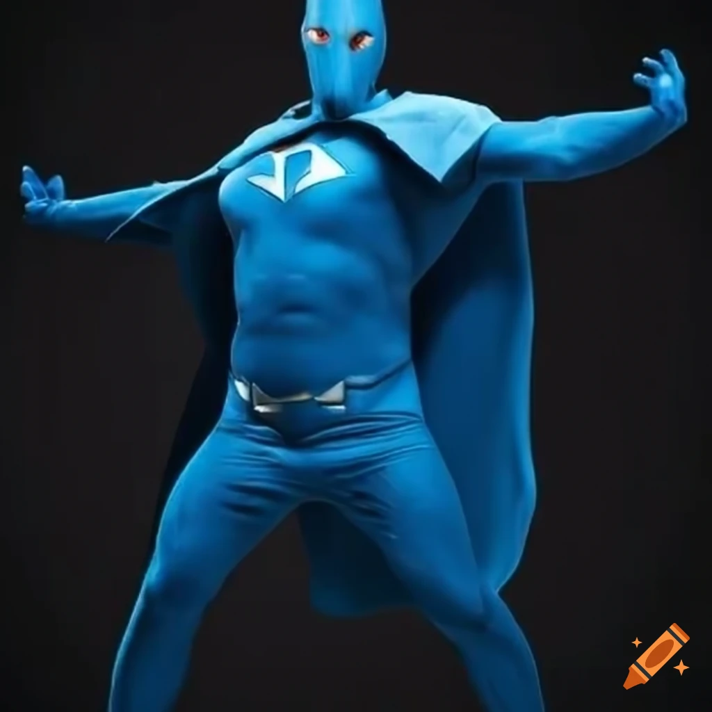 Blue bodysuit of a powerful female superhero on Craiyon