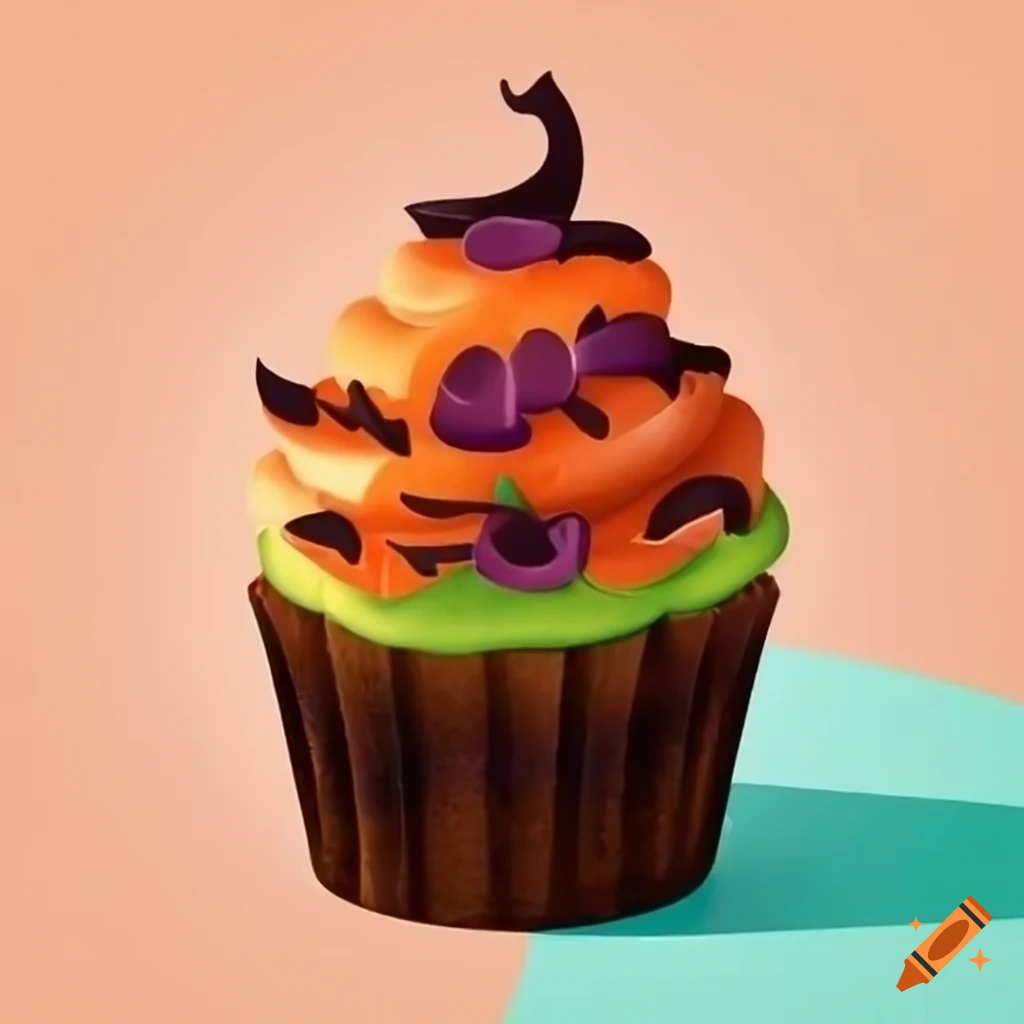 cute Halloween cupcake with vanilla frosting