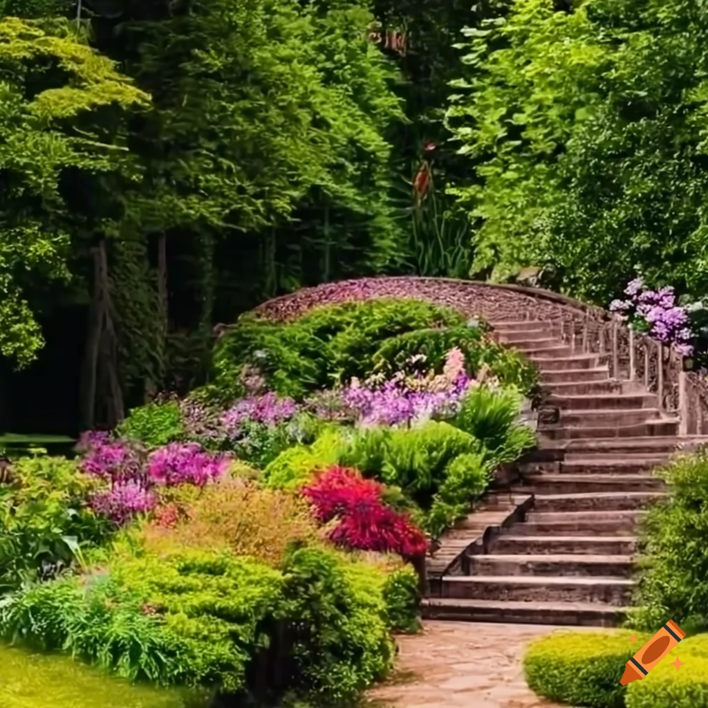 colorful garden with blooming flowers