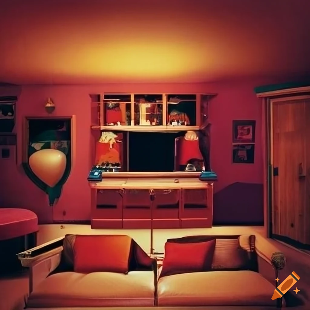 Retro rumpus room from the 1970s on Craiyon