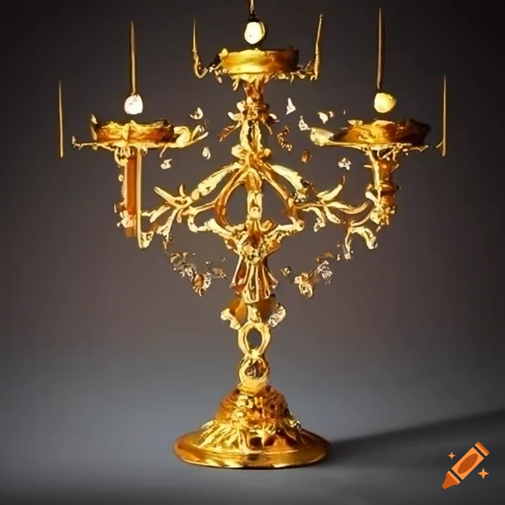 golden candelabrum with intricate leaf ornaments