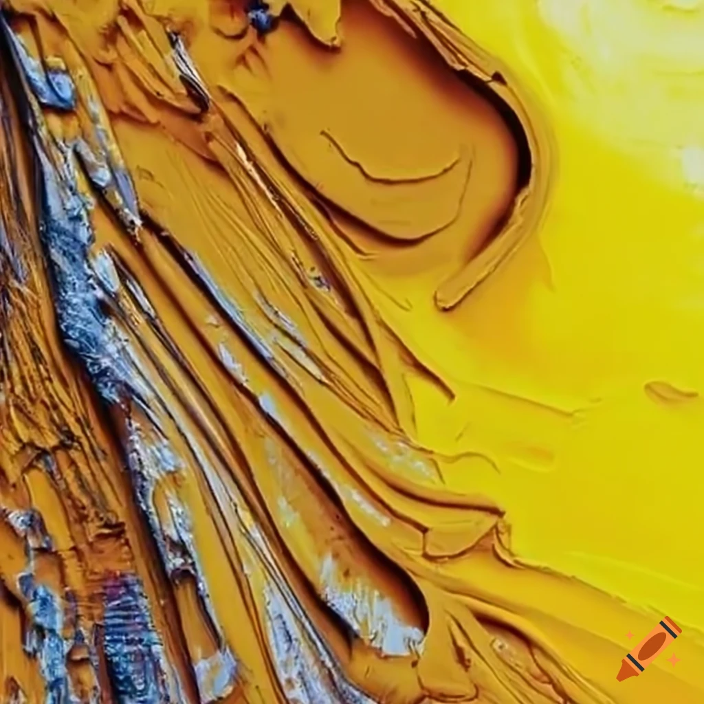 Paintbrush applying yellow paint on canvas