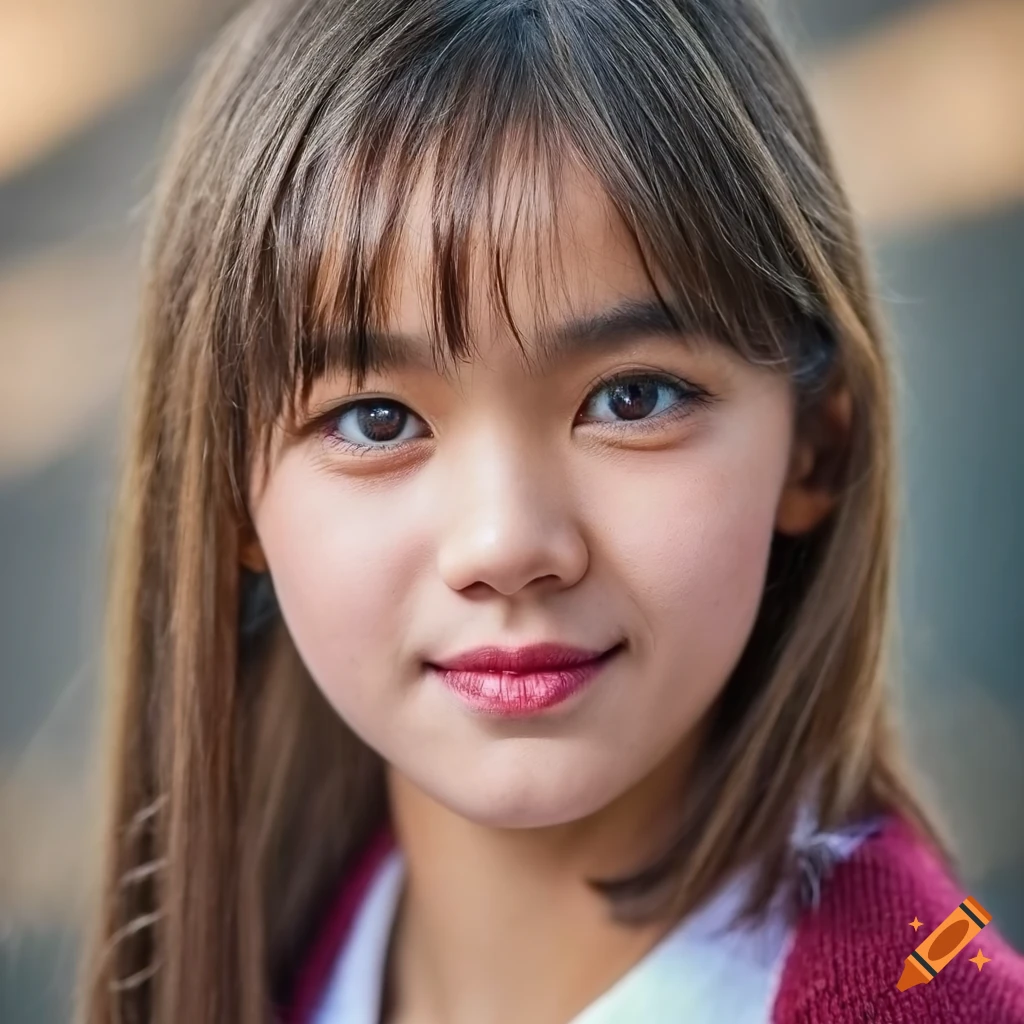 Portrait of a determined and kawaii 17-year-old actress on Craiyon