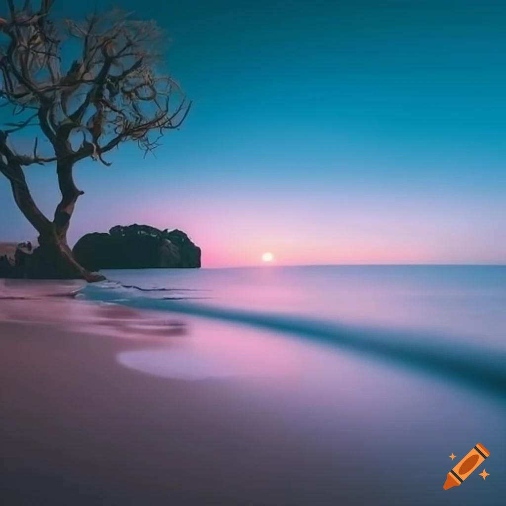 tree on a beach with a beautiful sea view