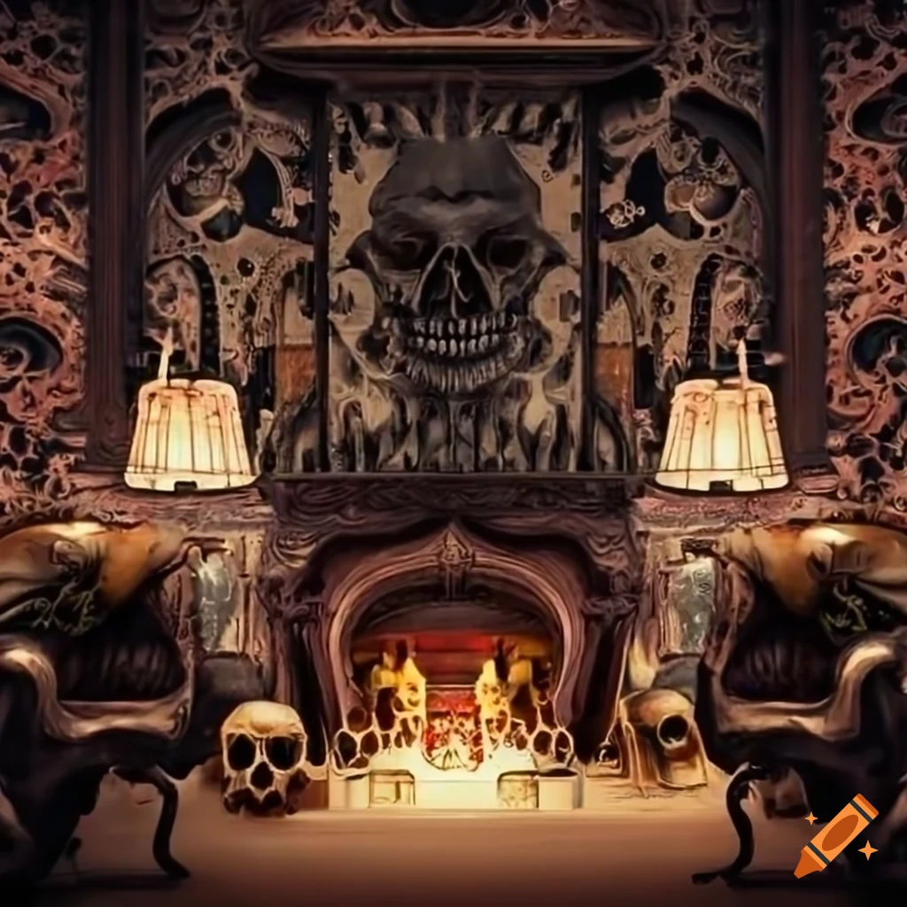 Living room with steampunk and gothic design on Craiyon