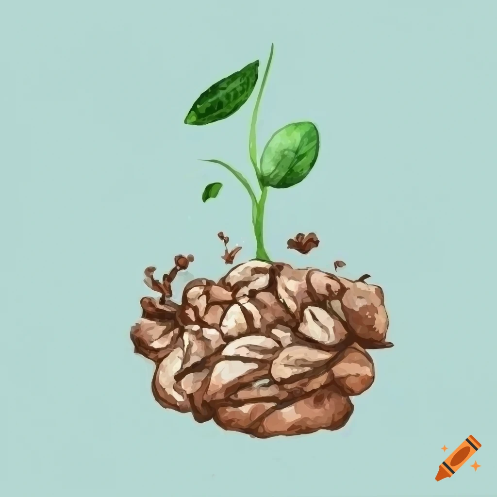 hand drawn illustration of plant fertilizer