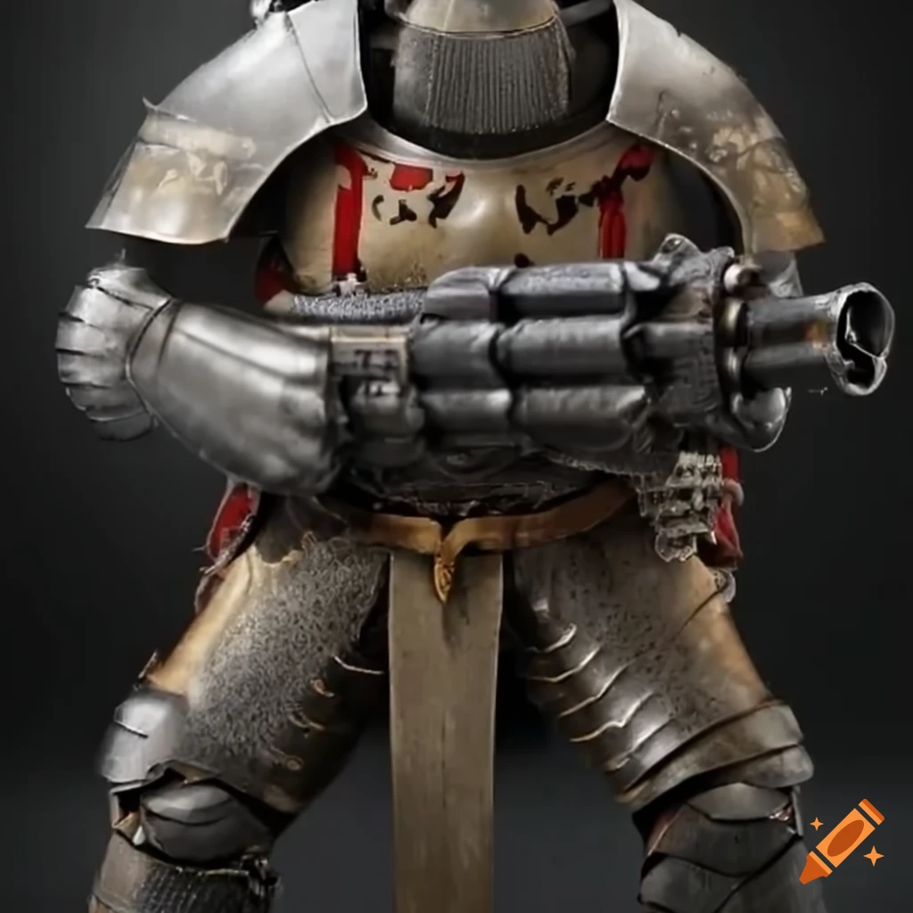 Image Of A Juggernaut With Crusader Armor And A Minigun On Craiyon