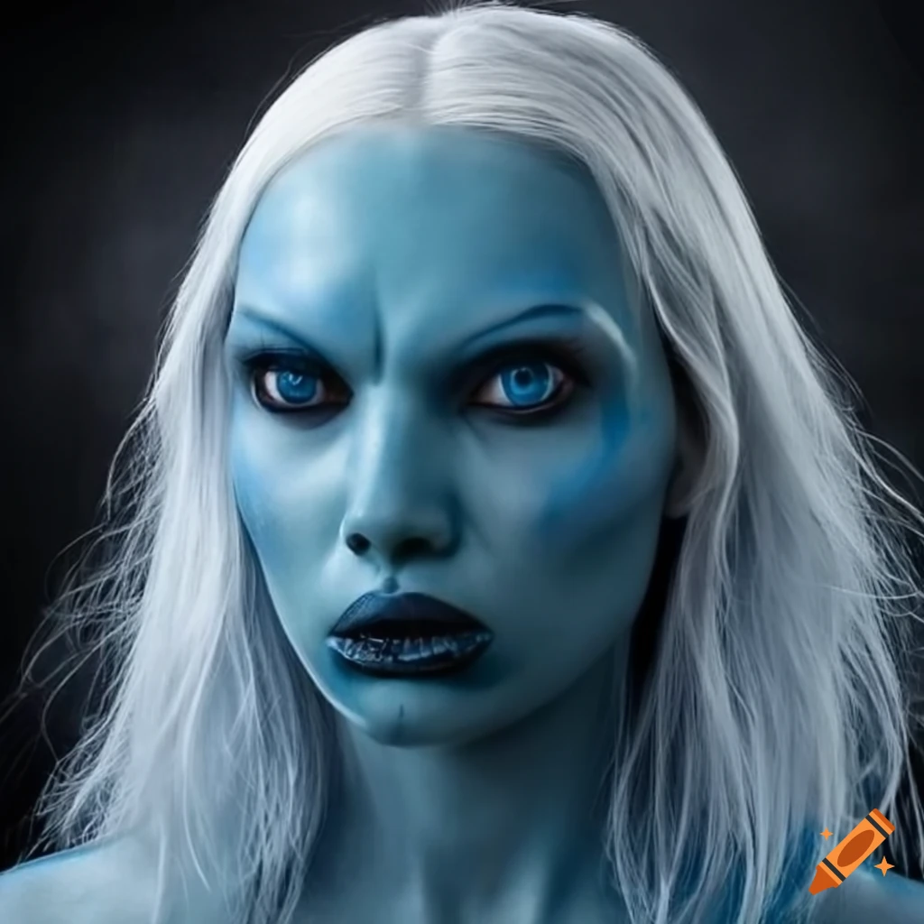 Image of a white-haired blue-skinned alien woman