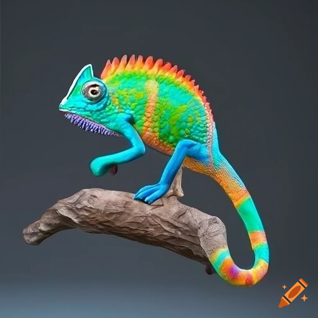 colorful chameleon sculpture