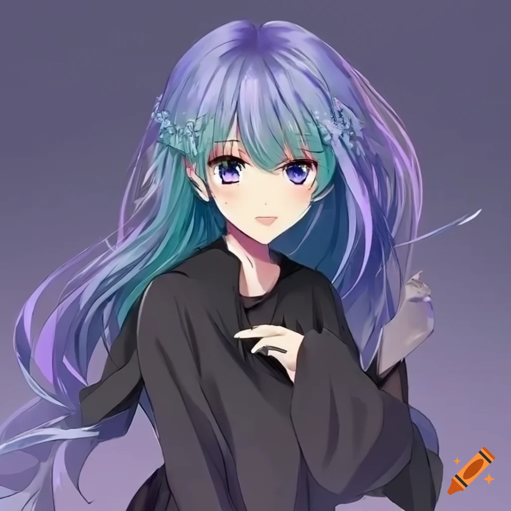 Anime Girl With Lavender And Blue Hair On Craiyon