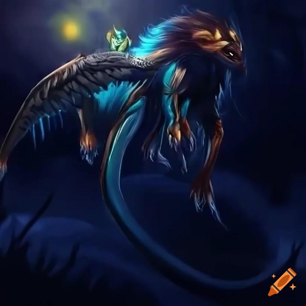 digital-painting-of-an-elegant-quadrupedal-creature-with-feathers