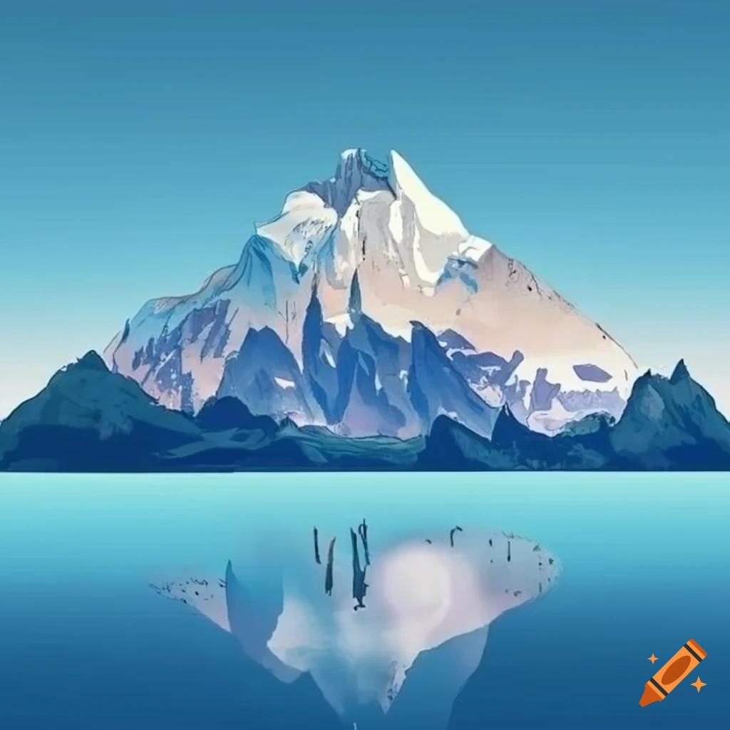 cartoon depiction of Mont-Blanc mountain view