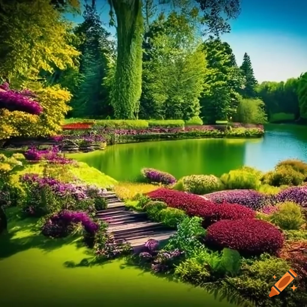 vibrant garden filled with blooming flowers and plants