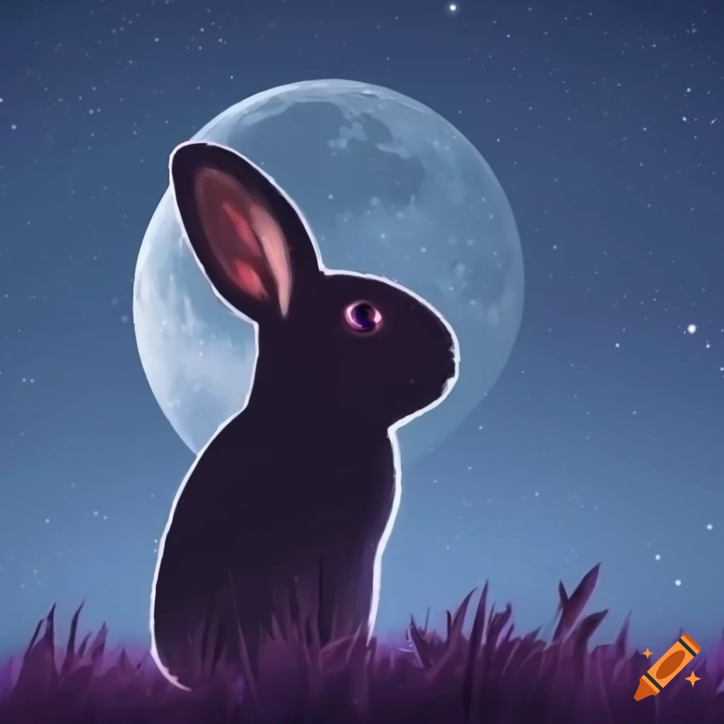 Rabbit sitting on the moon under the starry sky on Craiyon