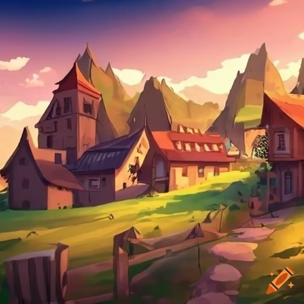 Anime digital art of an anime girl in a village, | Stable Diffusion