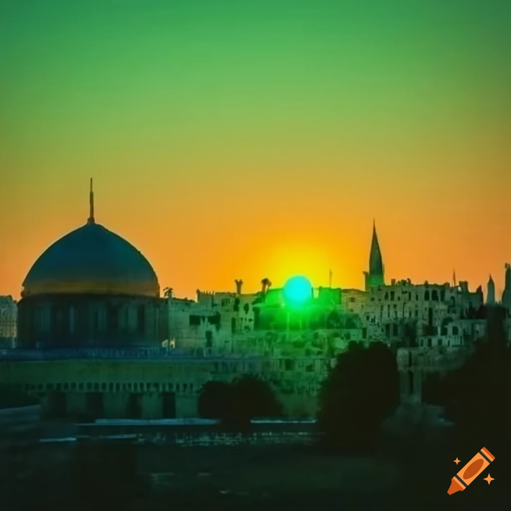 Sunset In Jerusalem With A Green Hue On Craiyon sandale-du-d-sert-100-mm-strappy-sandals-petunia-printed-crepe
