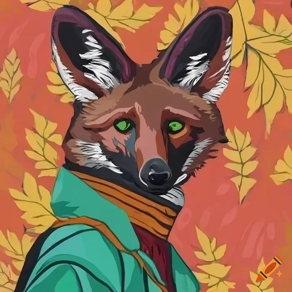 painting of a maned wolf with a 90s jacket