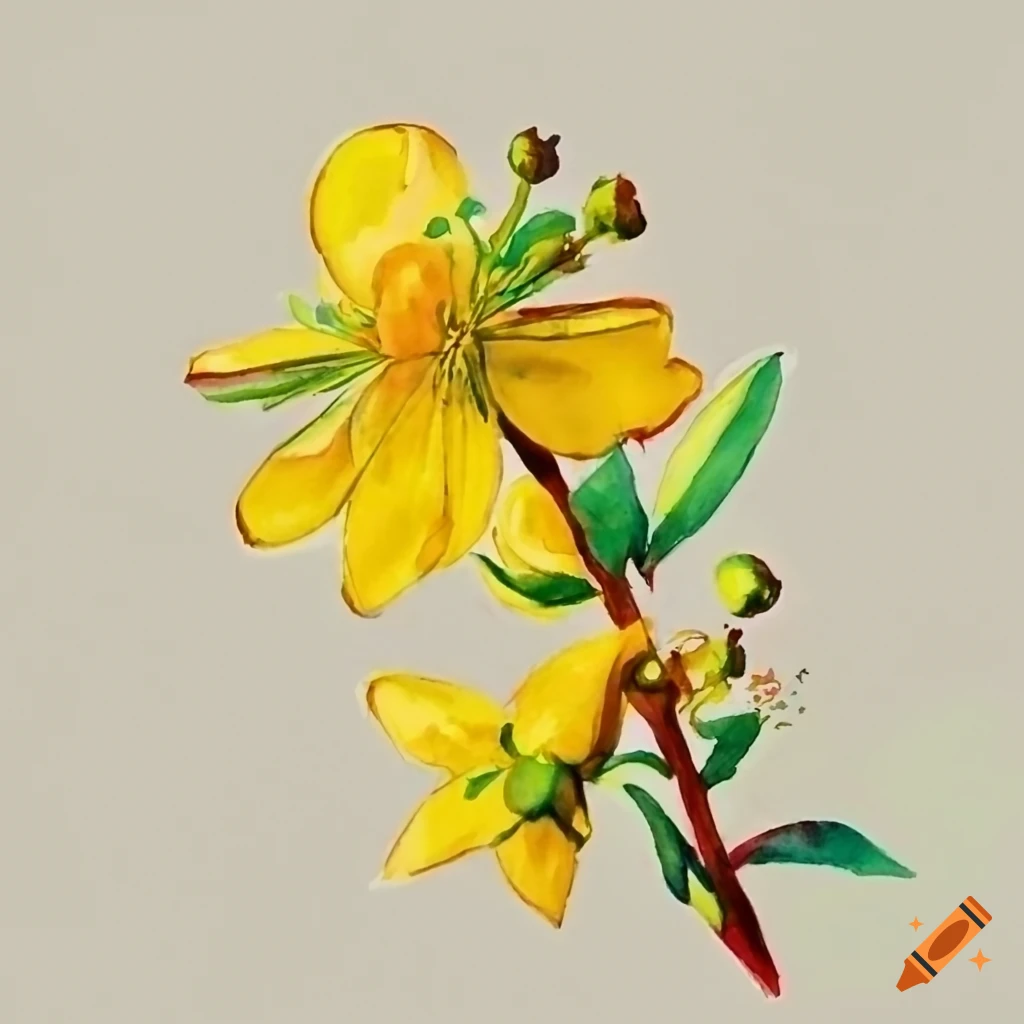 Watercolor painting of saint john's wort on Craiyon