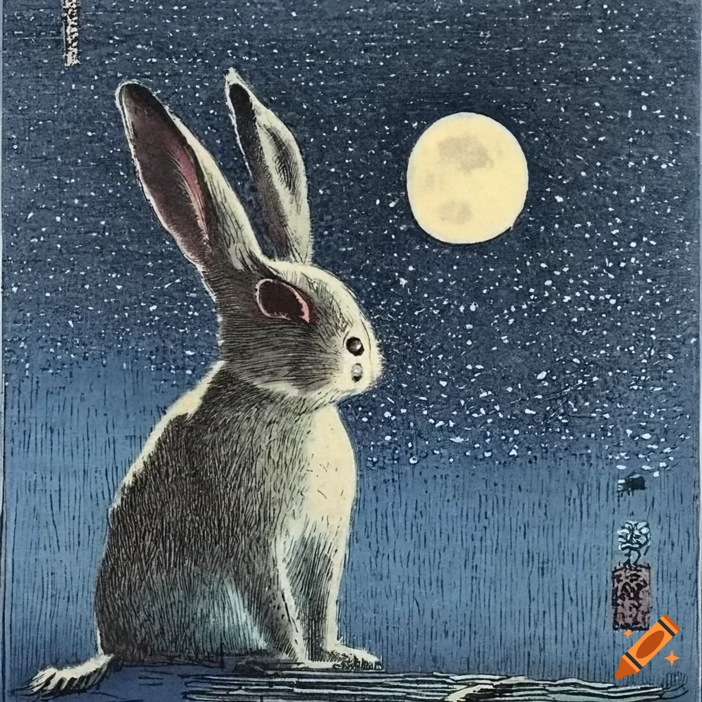 Hare and Moon Kimono Jacket in Midnight