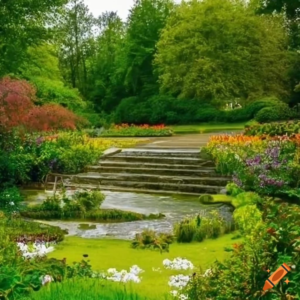 vibrant garden filled with blooming flowers and lush plants