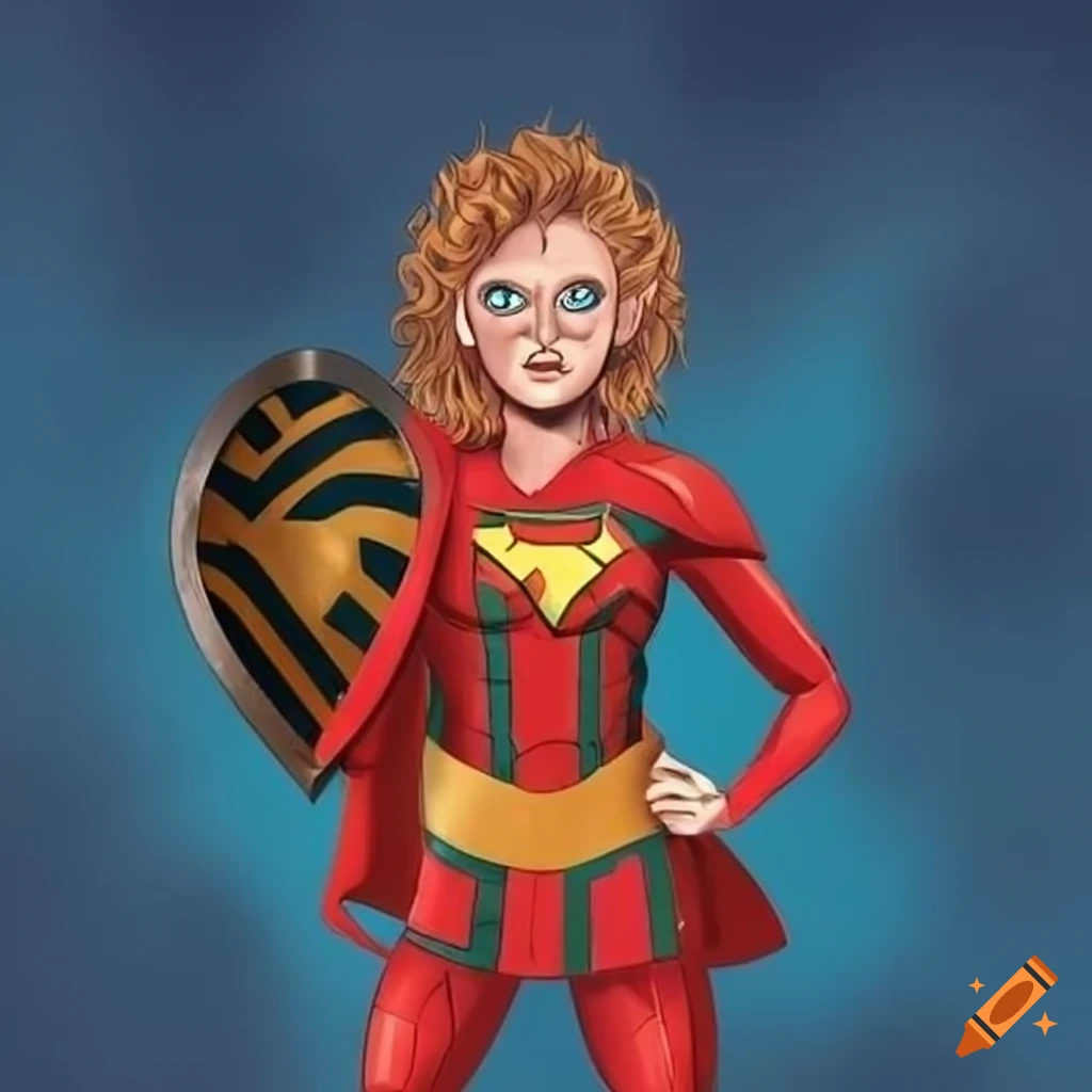 Scottish superhero with shield inspired by Ailsa Craig