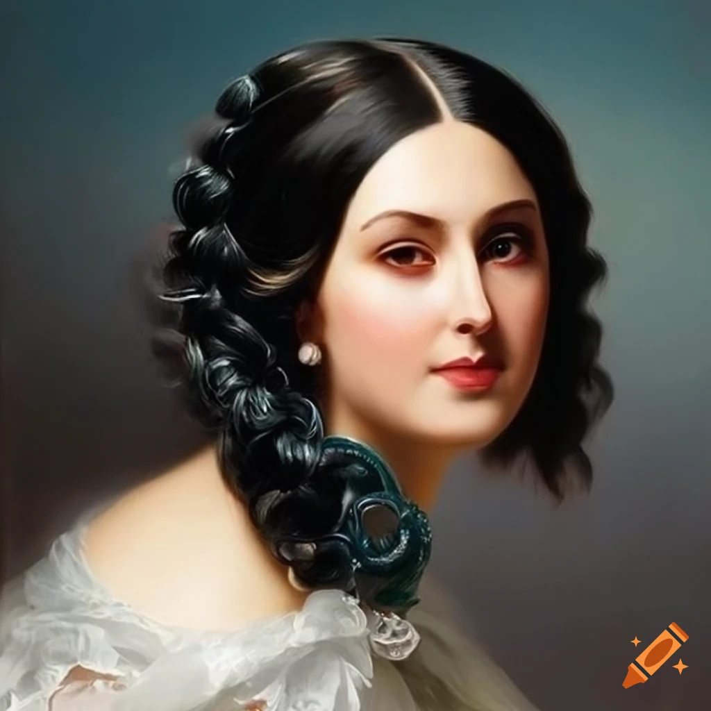 portrait of a woman in a luxurious 1850s gown