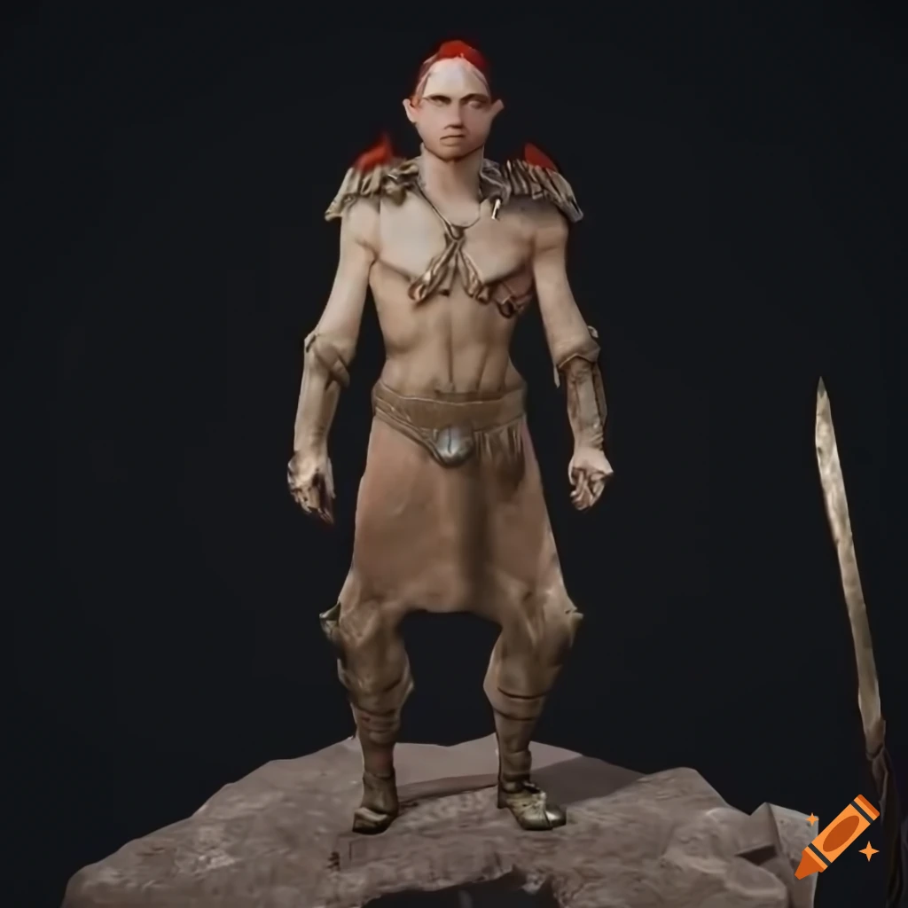 Digital art of a pale-skinned elf warrior with red eyes on Craiyon